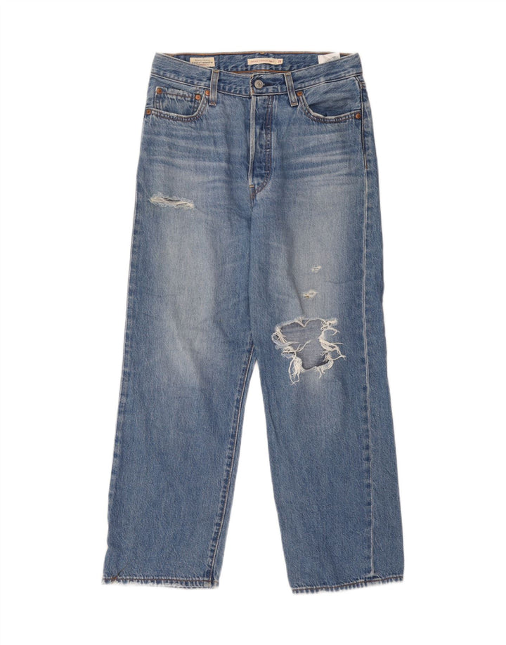 Levi's Dame Ribcage Distressed Straight Jeans W29 L27 Blå Bomuld