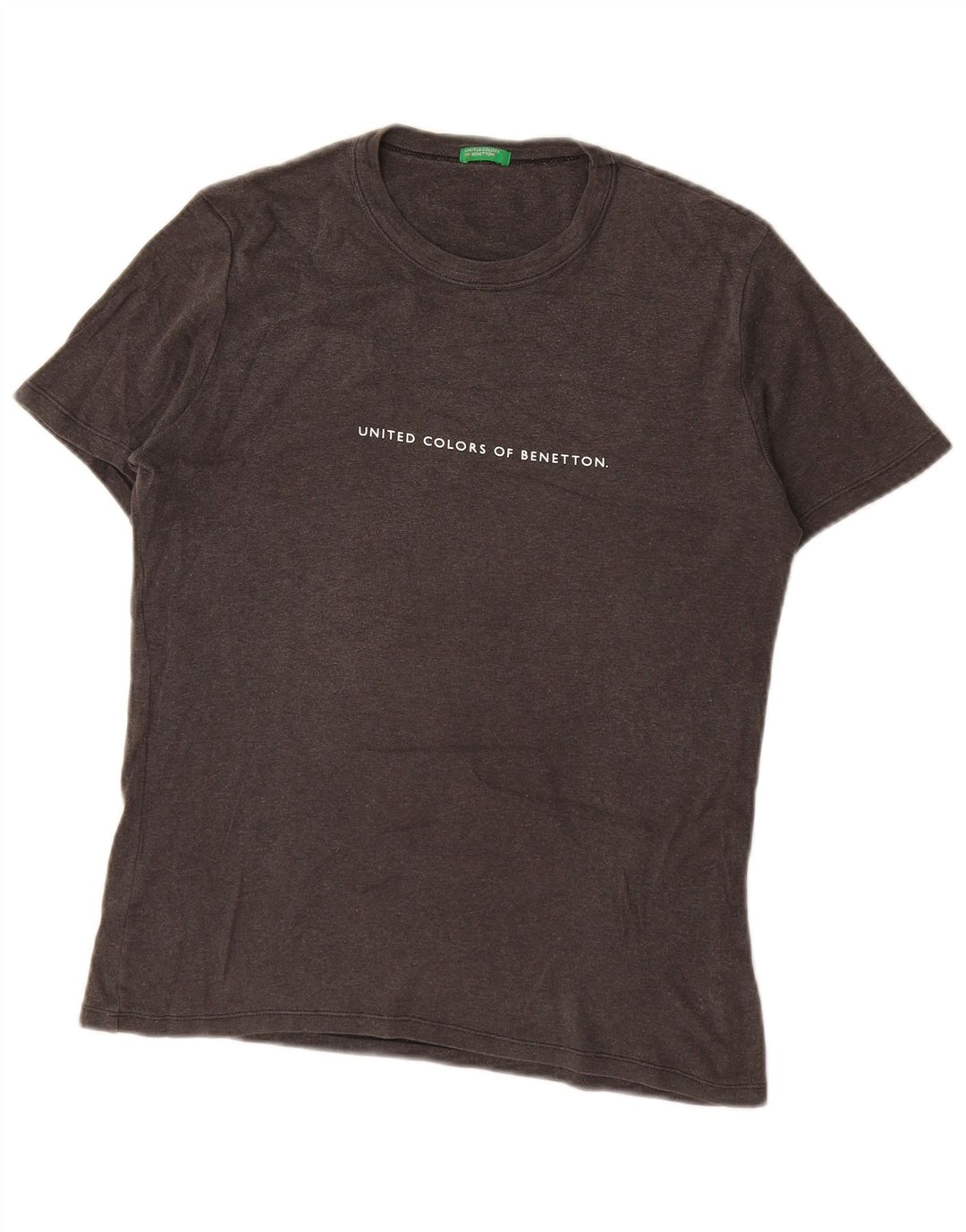 Benetton Dame Grafisk T-Shirt Top UK 16 Stor Grå