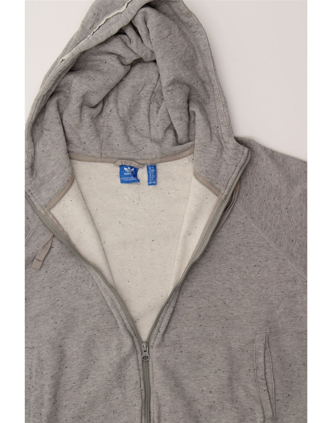 ADIDAS Womens Oversized Zip Hoodie Sweater UK 10 Small Grey Flecked Vintage Adidas and Second-Hand Adidas from Messina Hembry 