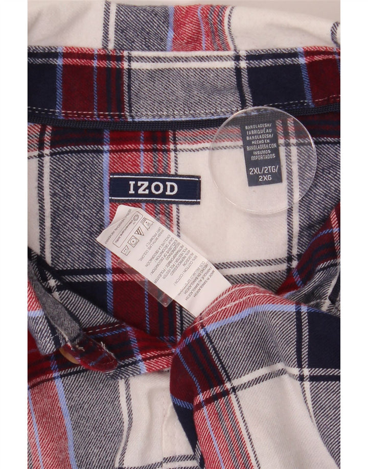IZOD Mens Big & Tall Flannel Shirt 2XL Multicoloured Check Cotton Vintage Izod and Second-Hand Izod from Messina Hembry 