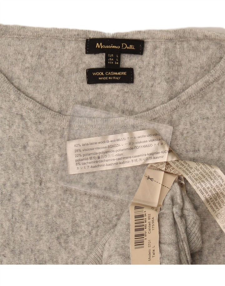 Massimo Dutti Dame Boat Neck Jumper Sweater UK 16 Stor Grå Uld