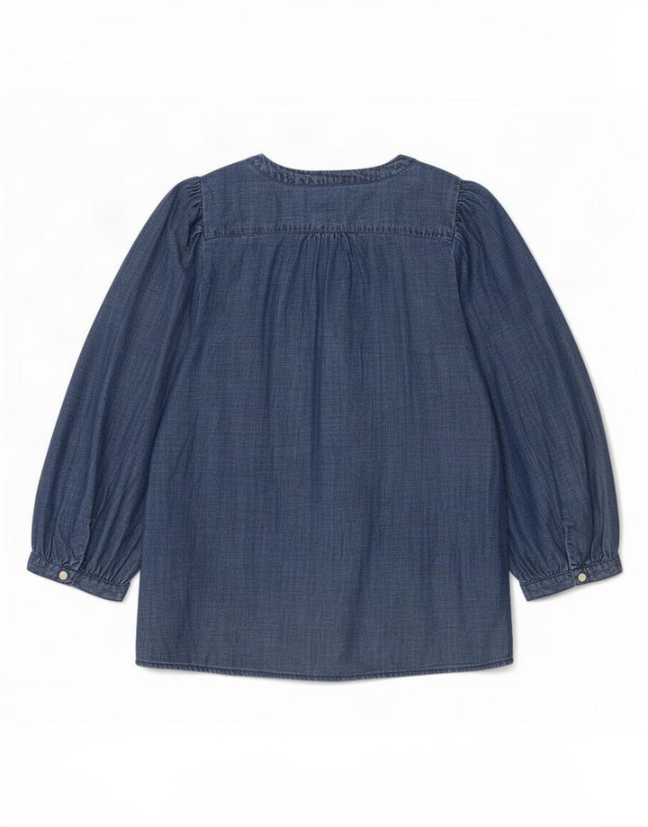 Gap Kvinder Arcade Bluse Top UK 12 Medium Navy Blue Lyocell