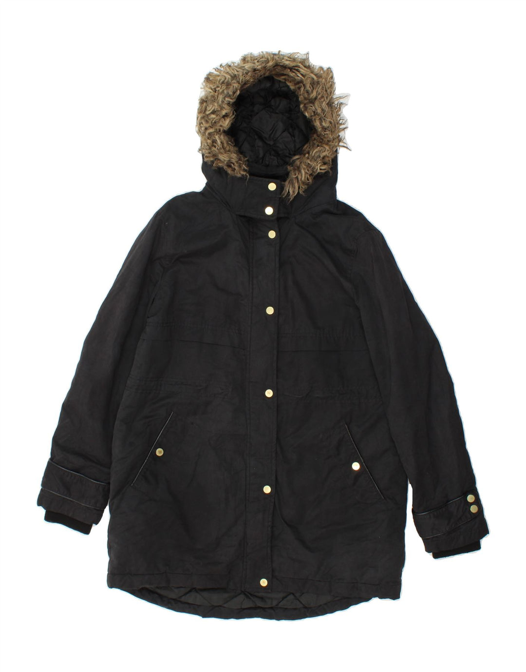OASIS Womens Hooded Parka Jacket UK 14 Medium Black Cotton Vintage Oasis and Second-Hand Oasis from Messina Hembry 