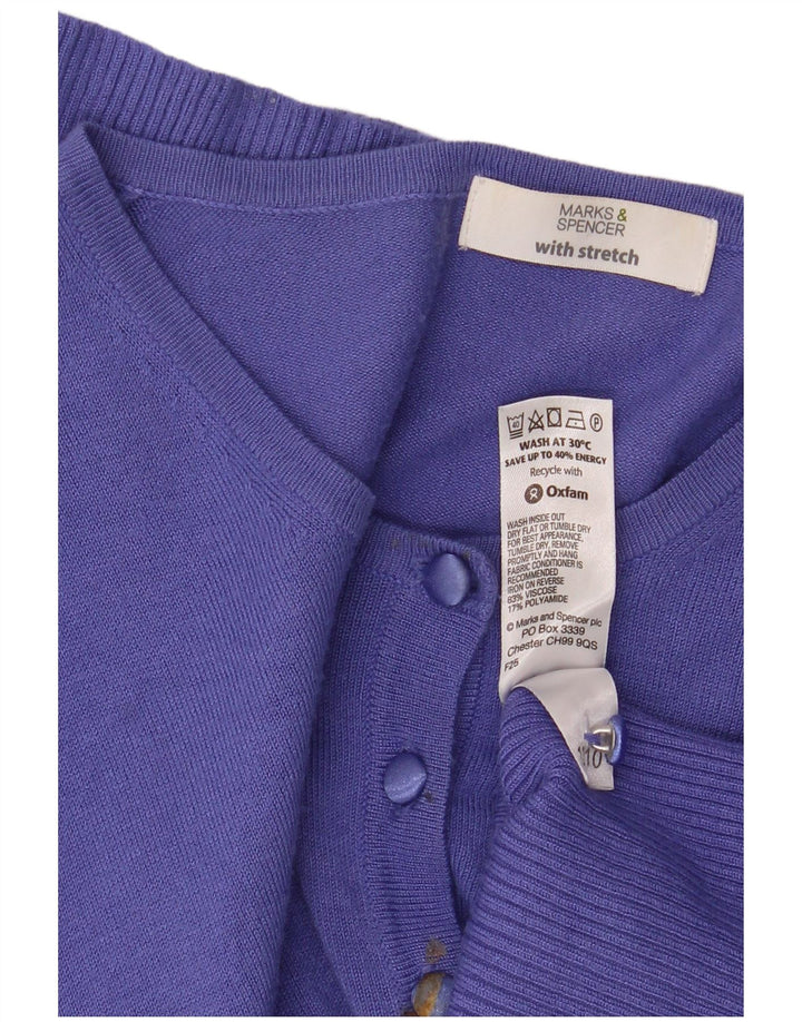 Marks & Spencer Womens Crop Cardigan Sweater UK 14 Medium Purple Viscose