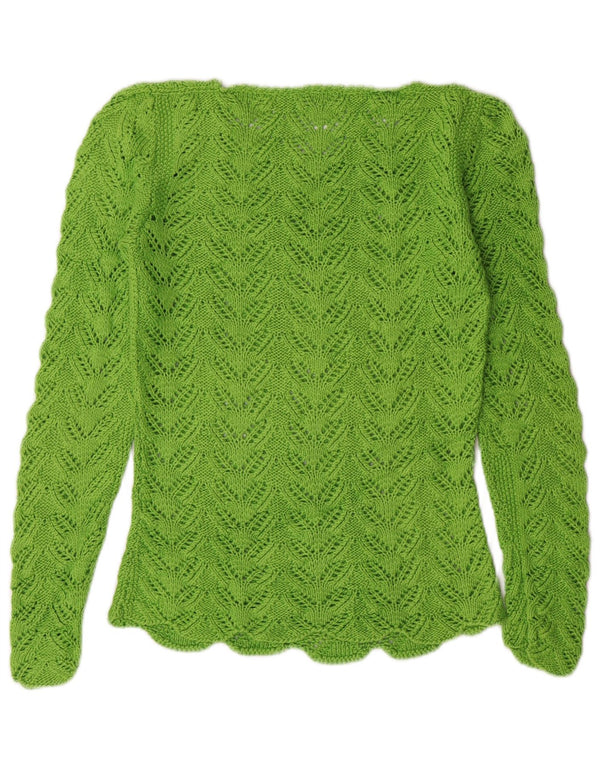 VINTAGE Dame Boat Neck Jumper Sweater UK 8 Small Green