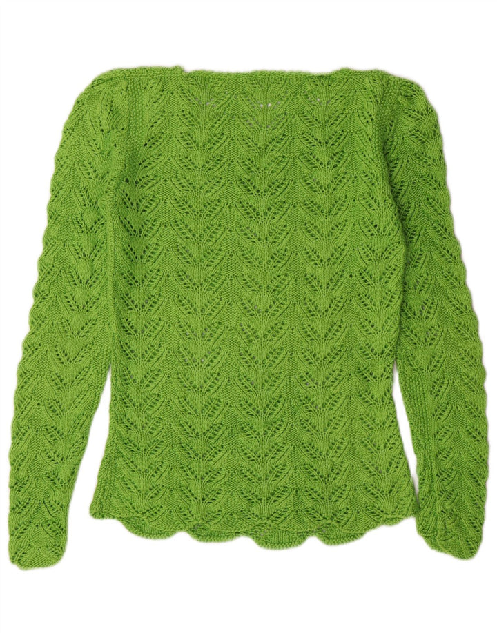 VINTAGE Dame Boat Neck Jumper Sweater UK 8 Small Green