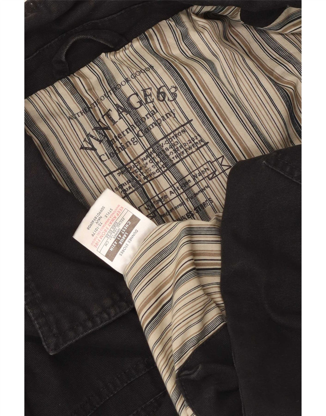 Dunnes Stores Herre Utility Jacket UK 40 Large Black Cotton