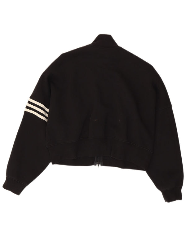 Adidas Womens Crop Oversized træningsdragt topjakke UK 4/6 XS Sort bomuld
