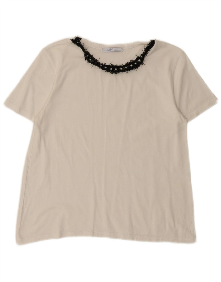 Zara T-Shirt Top UK 12 Medium Hvid
