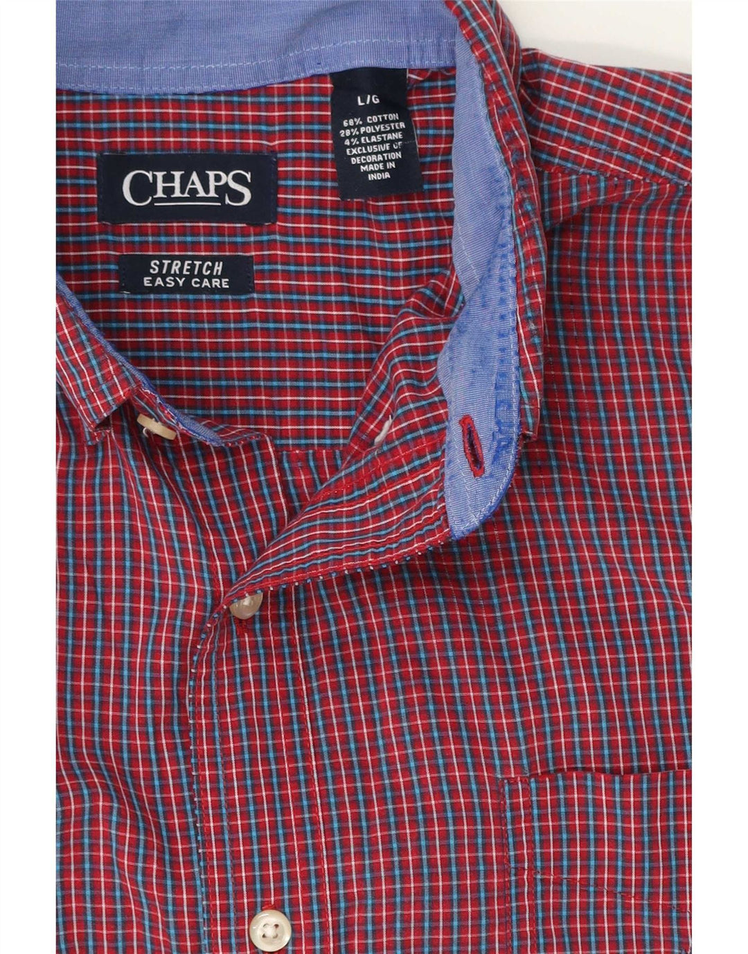 Chaps Mens Shirt Large Red Gingham Cotton