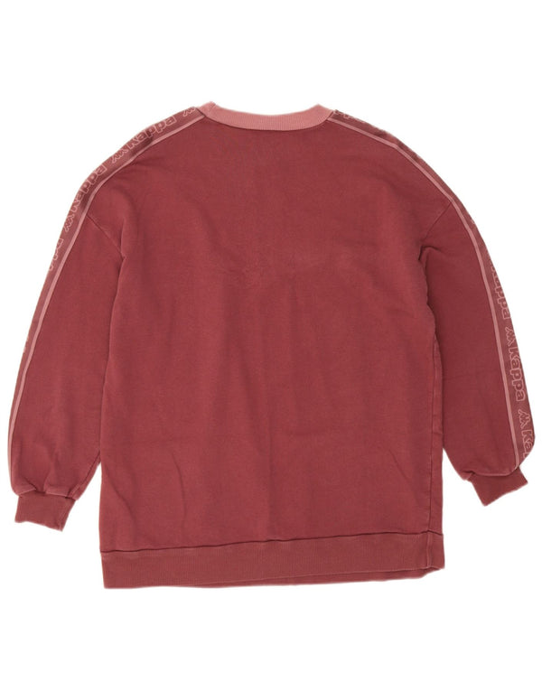 Kappa Dame Grafisk Sweatshirt Jumper UK 10 Small Burgundy Colourblock