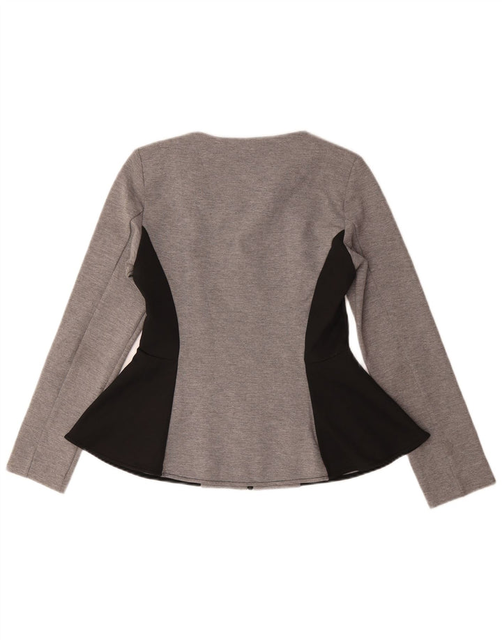 Topshop Dame Full Zip Blazer Jacket UK 10 Small Grey Colourblock