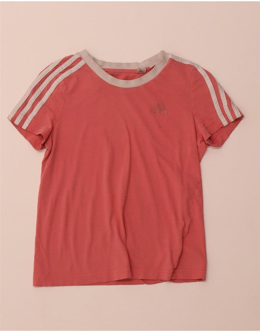 ADIDAS Pige T-Shirt Top 9-10 År Pink Bomuld