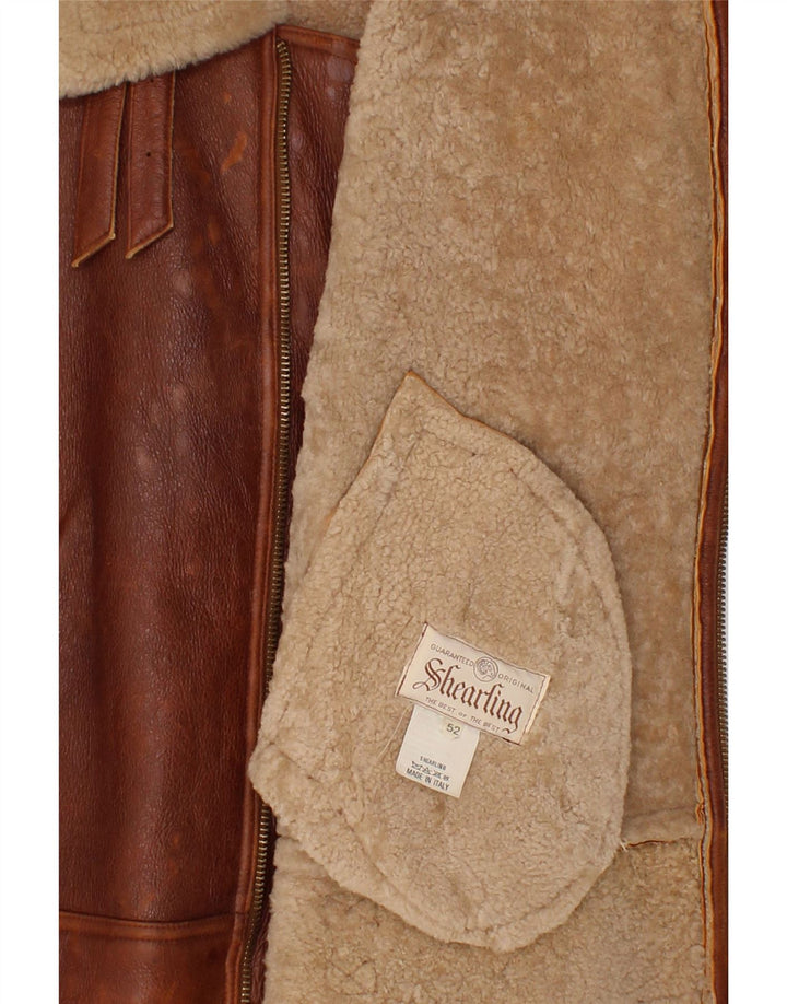 VINTAGE Herre Shearling Jacket IT 52 XL Brun Shearling