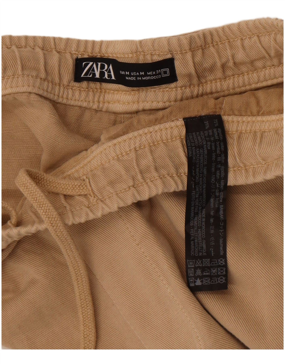 Zara Herre Straight Cargo Bukser Medium W31 L30 Beige Bomuld