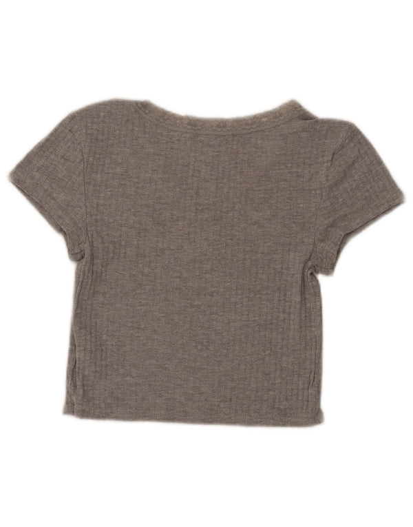Topshop Dame Crop T-Shirt Top UK 10 Lille Grå Bomuld