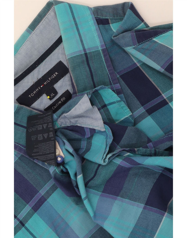 Tommy Hilfiger Herre Custom Fit skjorte XL blå ternet bomuld