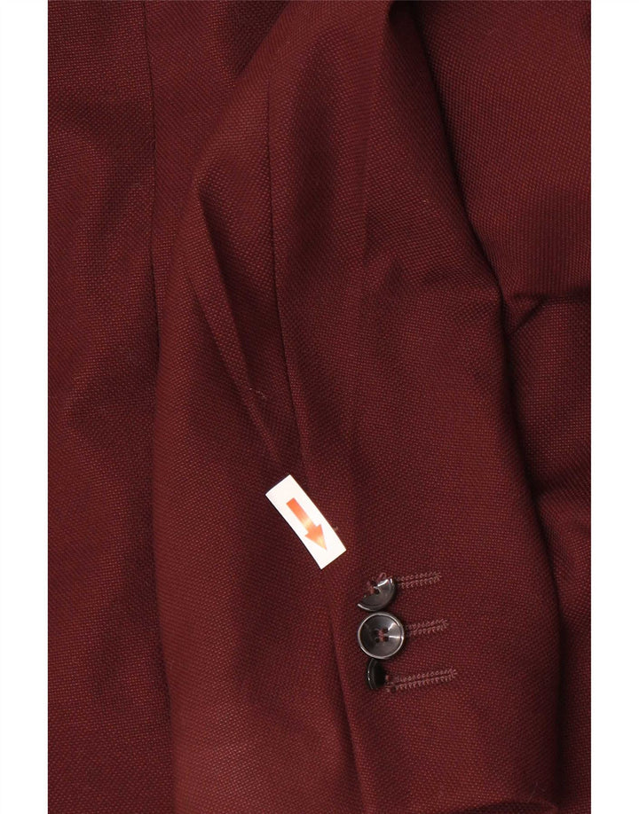 Zara Herre 1-knap blazerjakke EU 54 XL Burgundy Polyester