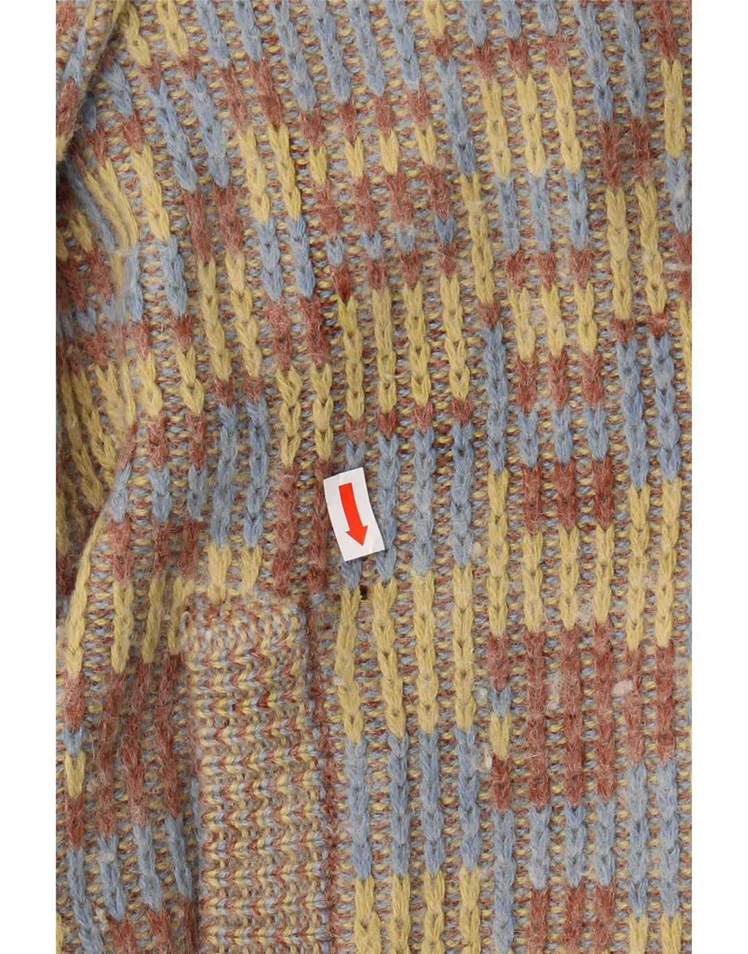 VINTAGE Herre cardigan sweater XS Flerfarvet geometrisk uld