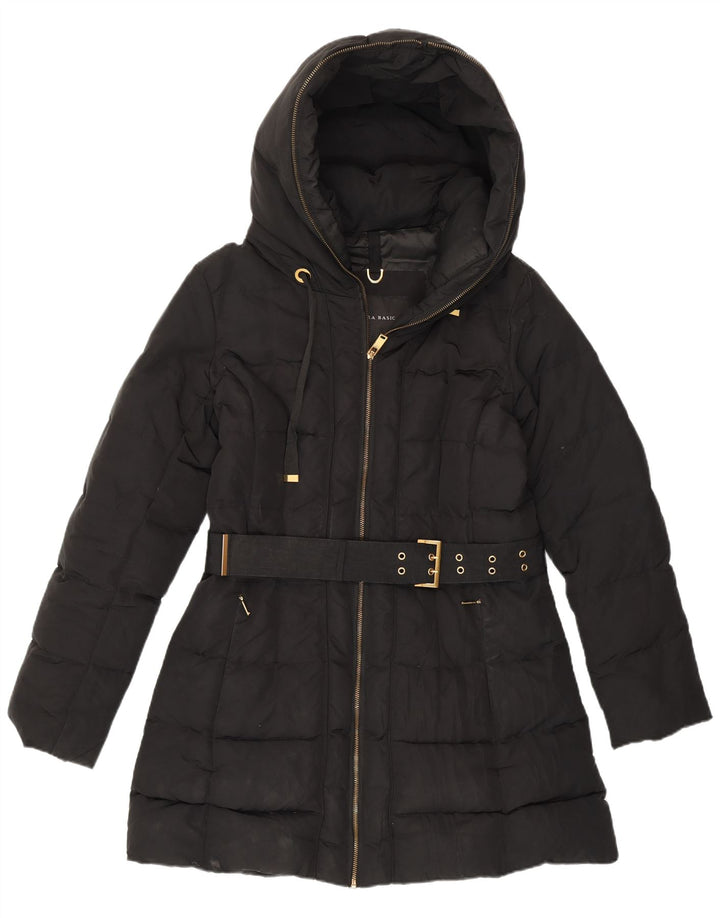 Zara Dame Hætte Polstret Jakke UK 16 Stor Sort Polyester