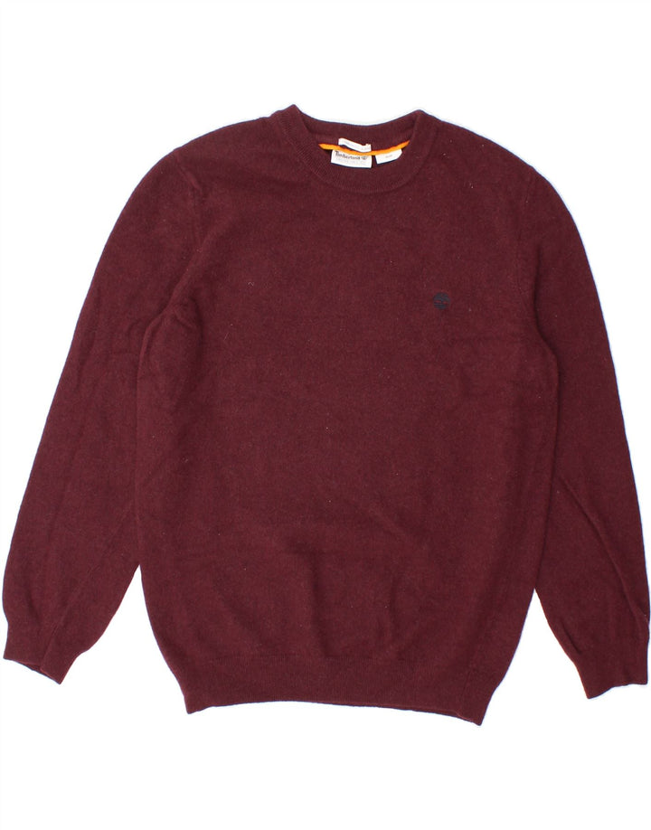 TIMBERLAND Womens Crew Neck Jumper Sweater UK 14 Medium Burgundy Wool Vintage Timberland and Second-Hand Timberland from Messina Hembry 