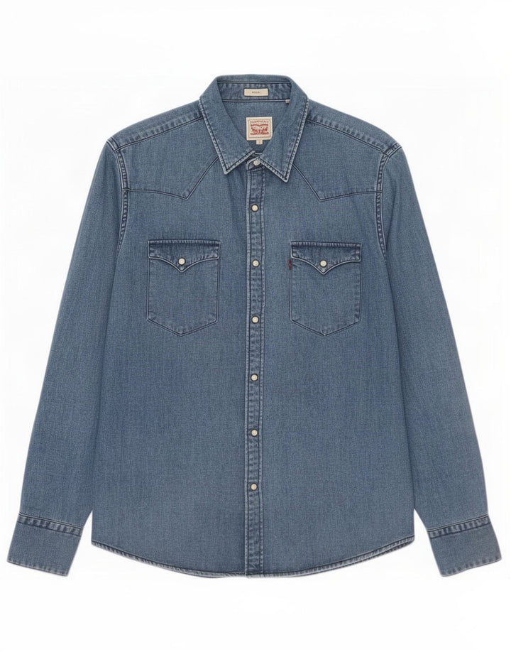 Levi's Slim Fit denimskjorte til mænd, lille blå bomuld