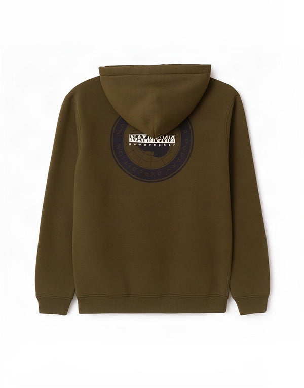 Napapijri Herre Geographic Graphic Hoodie Jumper Medium Khaki Bomuld