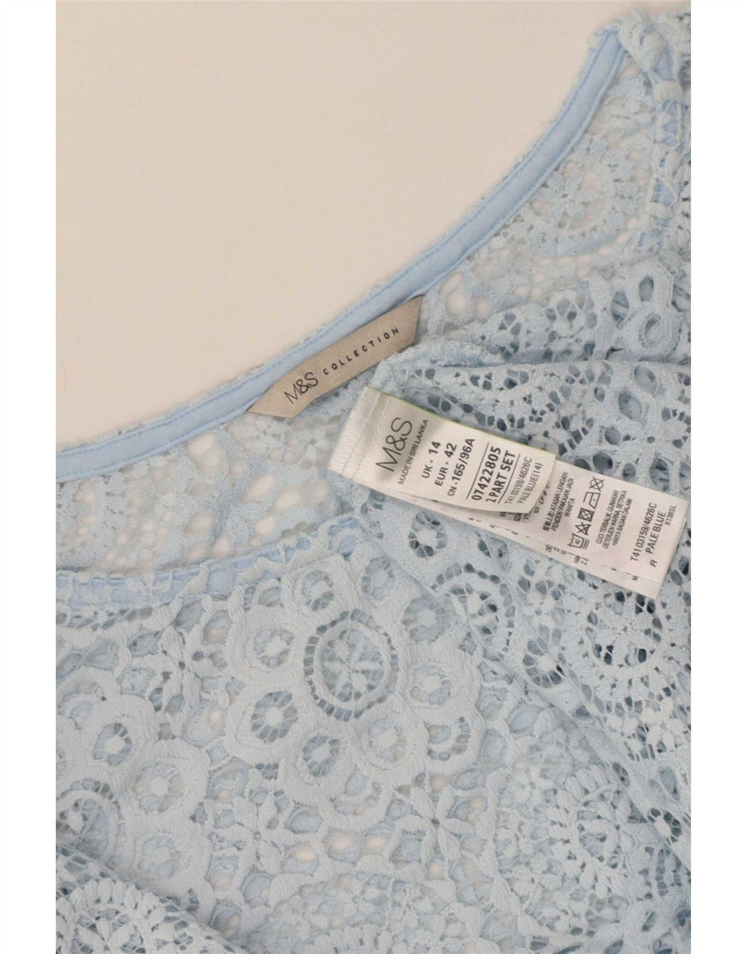 Marks & Spencer Damebluse Top UK 14 Large Blue Floral Polyamide