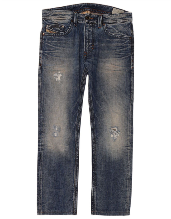 Diesel Herre Thavar Distressed Straight Jeans W31 L27 Blå