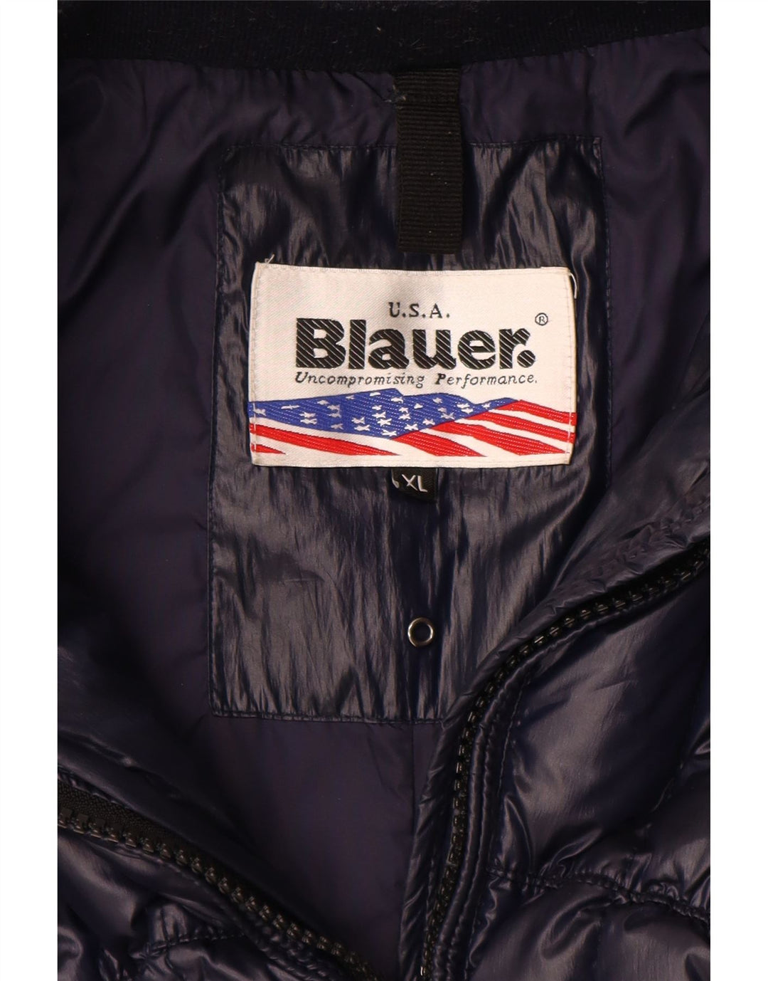 Blauer polstret frakke til kvinder UK 18 XL marineblå polyester