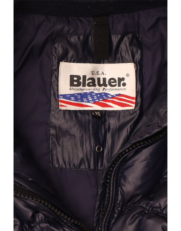 Blauer polstret frakke til kvinder UK 18 XL marineblå polyester