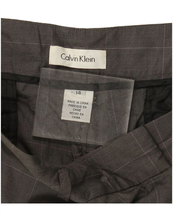 Calvin Klein Damebukser med lige jakkesæt US 14 XL W36 L30 Grå ternet uld