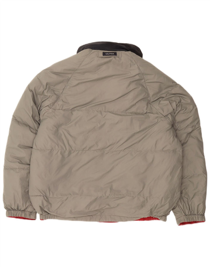 NAUTICA Herre hættepolstret vendbar jakke UK 40 Stor rød farveblok