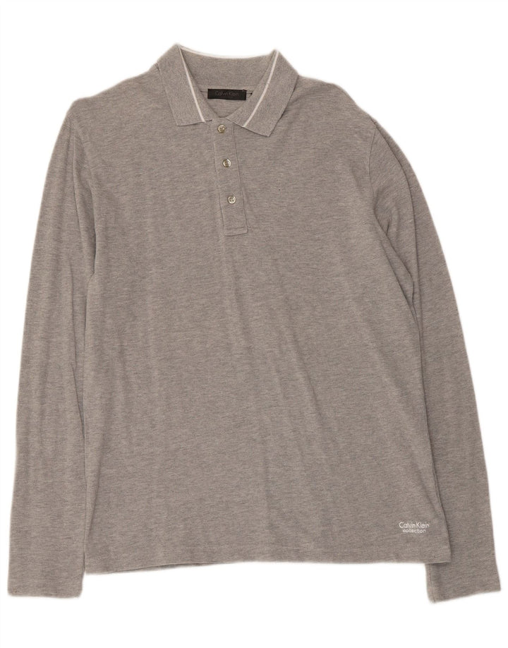 Calvin Klein langærmet herre poloshirt mellemgrå