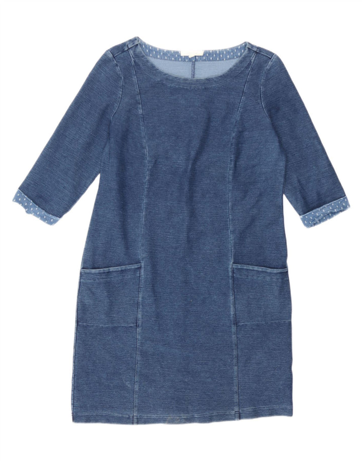 White Stuff Womens 3/4-ærmet Skedekjole UK 14 Medium Blue Cotton