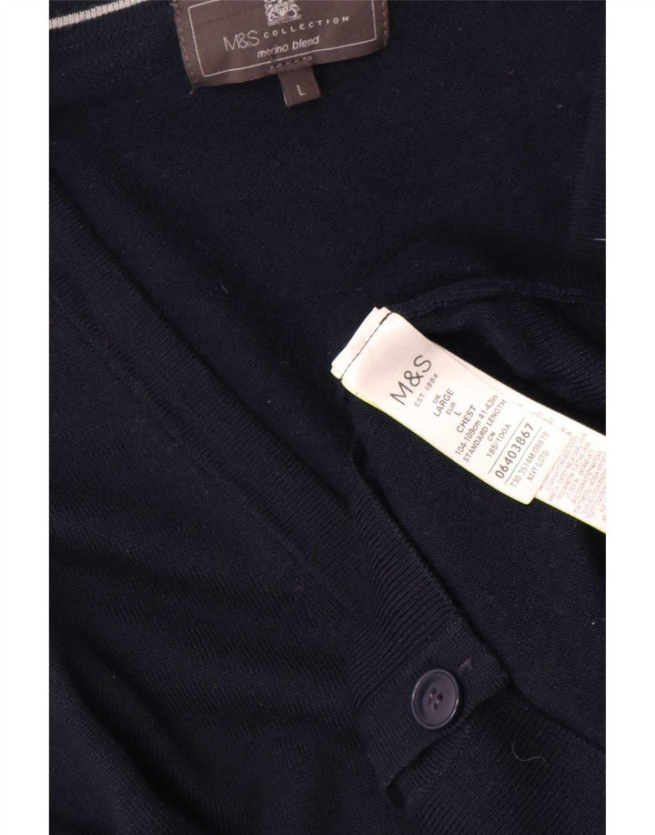 Marks & Spencer Herre cardigan sweater Stor marineblå akryl