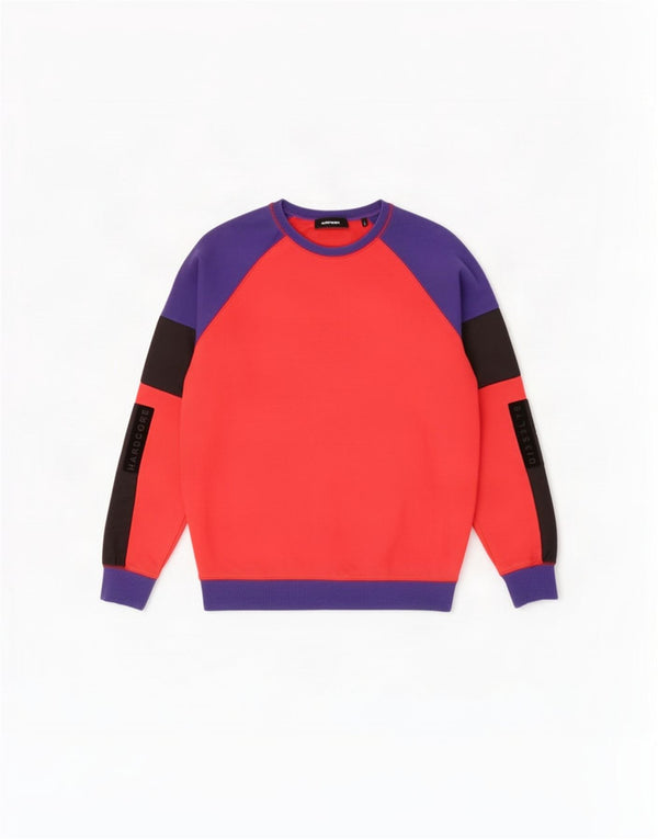 Diesel Herre Grafisk Sweatshirt Jumper Stor Rød Colourblock Bomuld