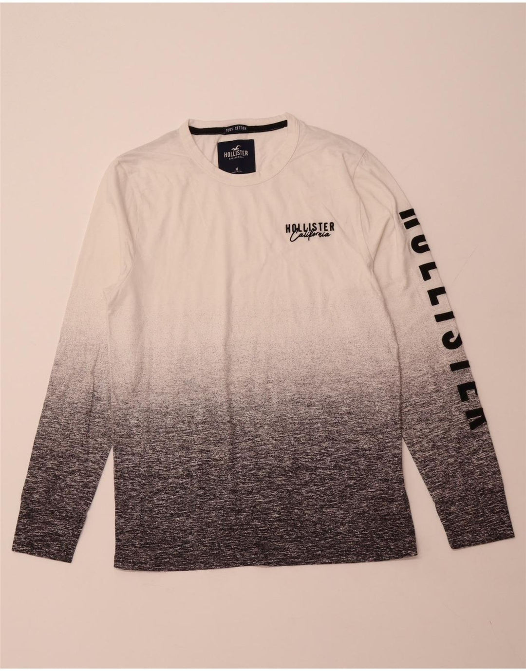 HOLLISTER Herre Grafisk Top Langærmet Medium White Colourblock Bomuld