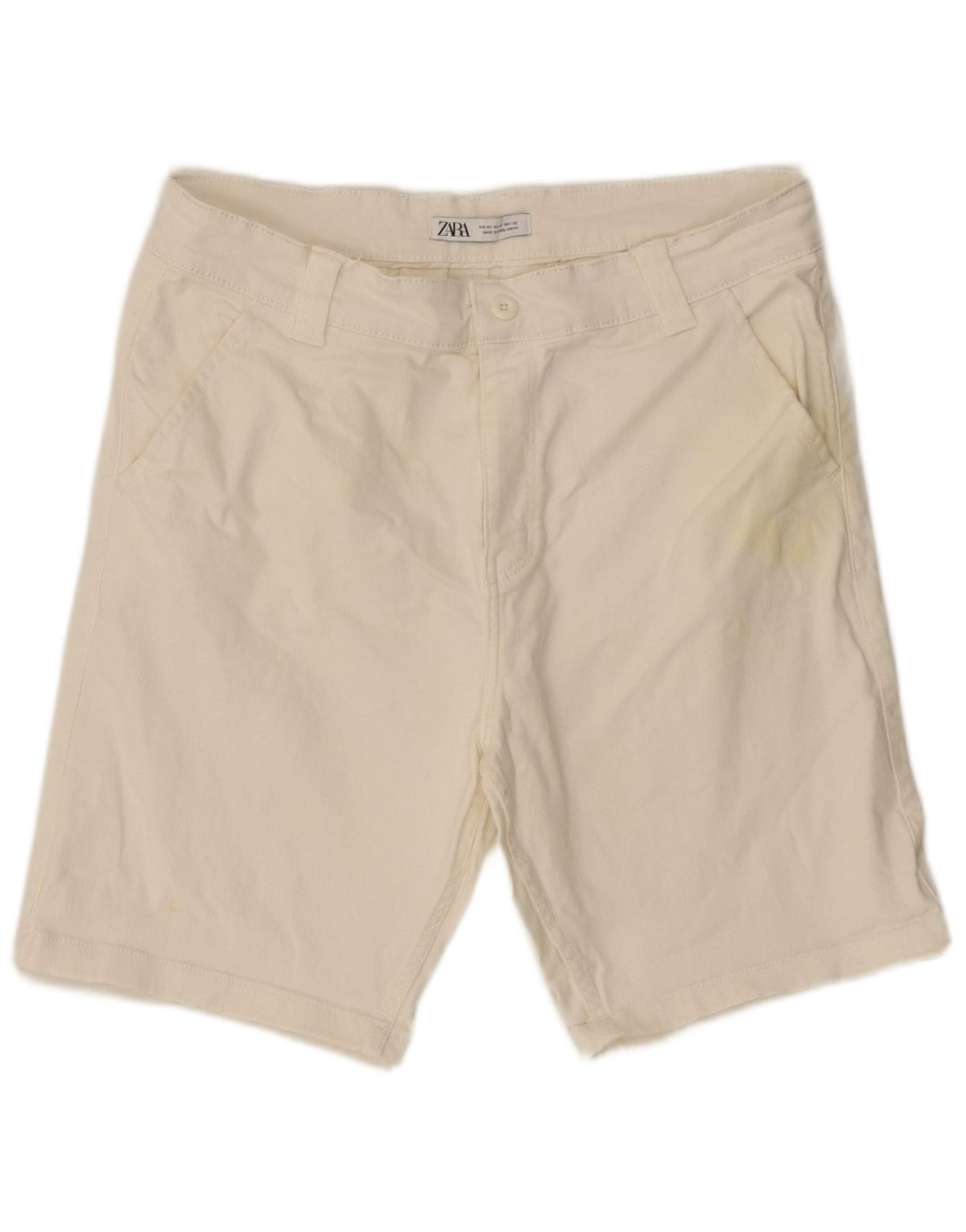 Zara Herre Chino Shorts EU 42 Large W32 Hvid Bomuld