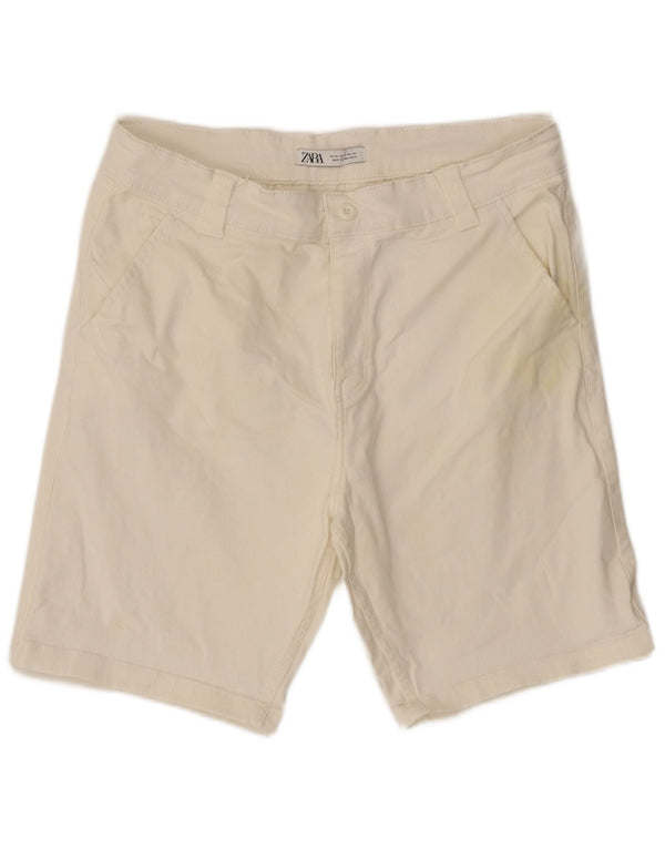 Zara Herre Chino Shorts EU 42 Large W32 Hvid Bomuld