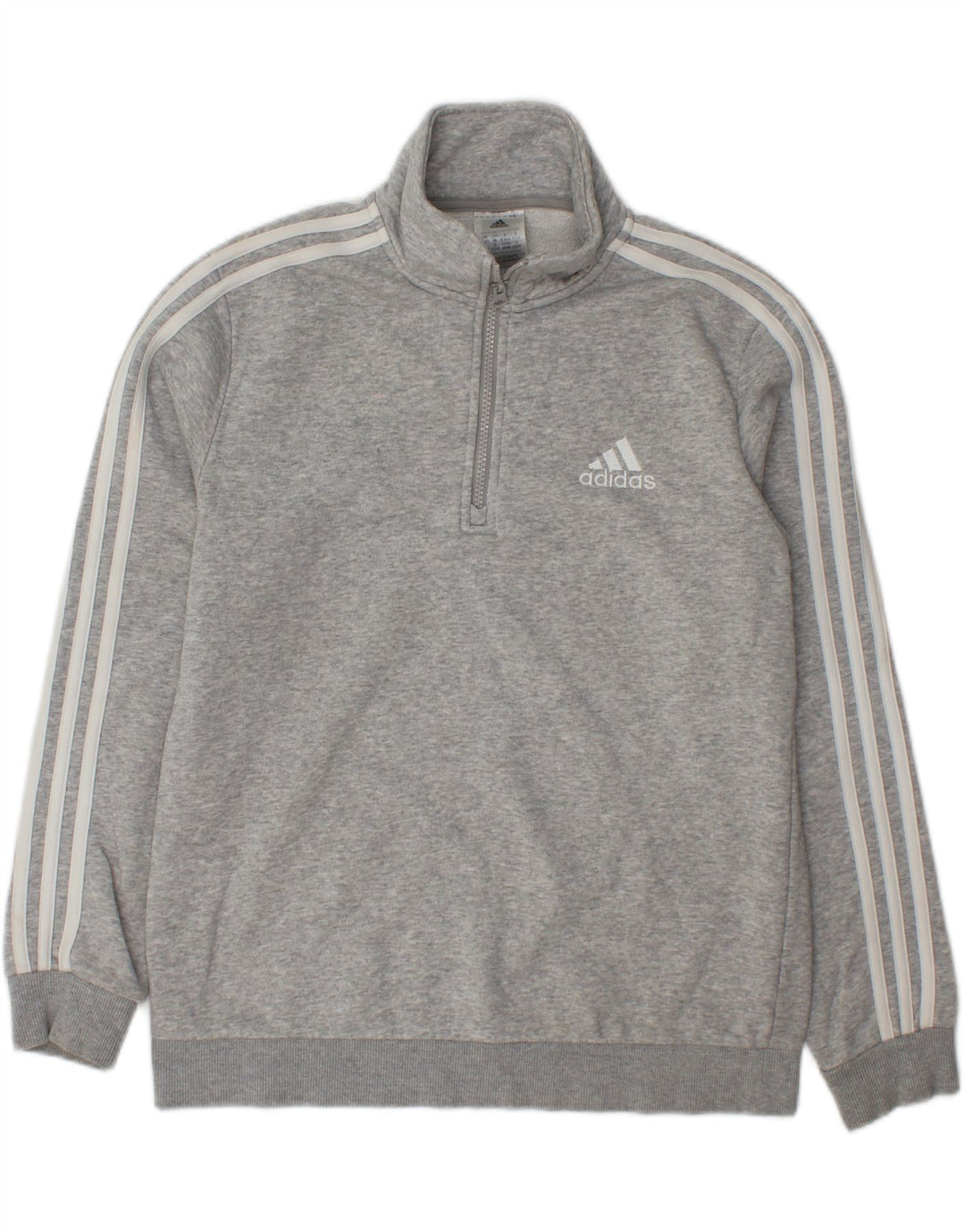 ADIDAS Womens Zip Neck Sweatshirt Jumper UK 12/14 Medium Grey Cotton Vintage Adidas and Second-Hand Adidas from Messina Hembry 