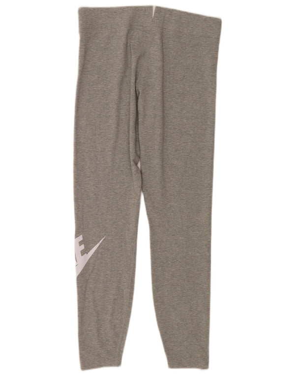 Nike Dame Grafiske Leggings UK 14 Large Grå Bomuld