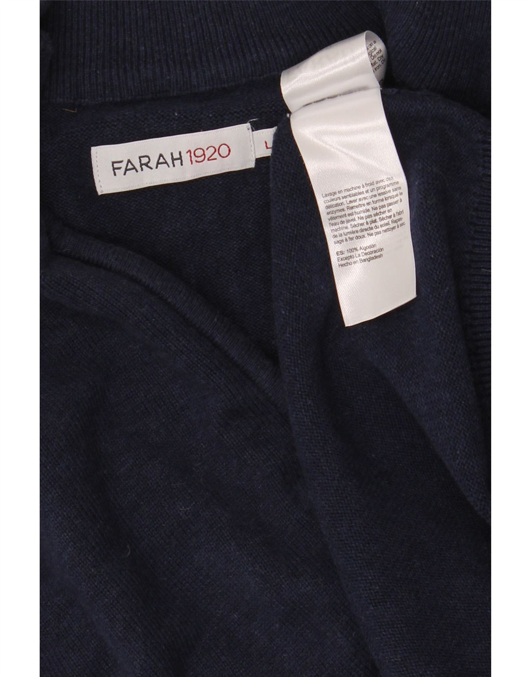 Farah Herre Zip Neck Jumper Sweater Stor Marineblå Bomuld