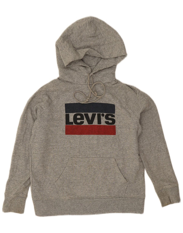 Levi's Grafisk oversize hættetrøje til kvinder UK 10 Små grå flækkede