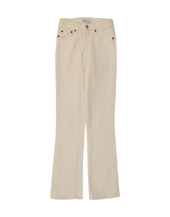 Zara Dame Bootcut Jeans EU 34 2XS W24 L29 Hvid Bomuld