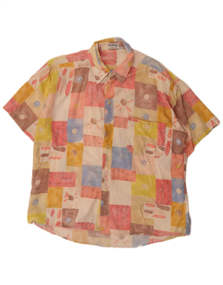 Vertigo kortærmet herreskjorte 2XL flerfarvet patchwork