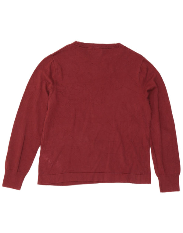 J. Crew Womens Boat Neck Jumper Sweater UK 14 Large Burgundy Cotton