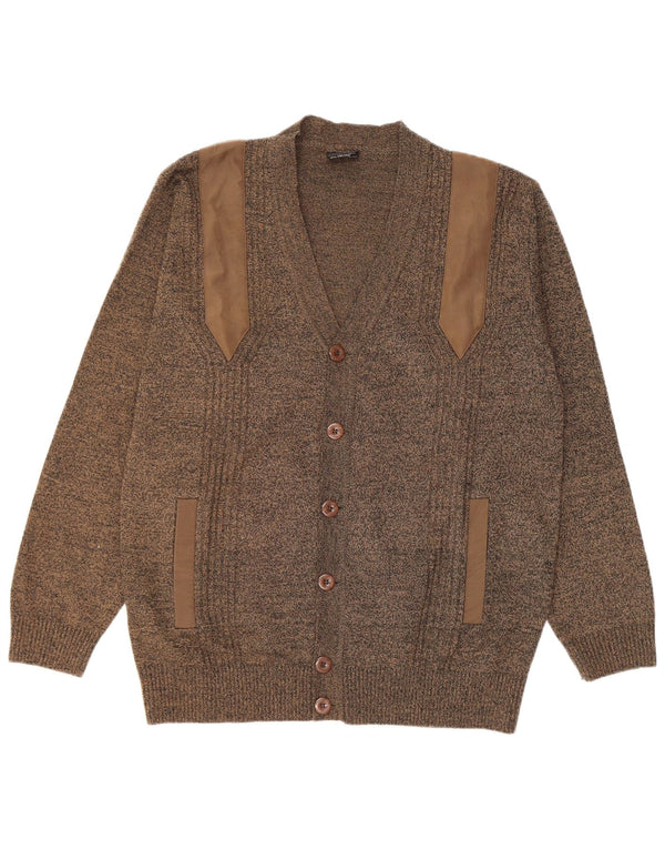 Vintage herre cardigan sweater 3XL Khaki Flecked Polyacrylic