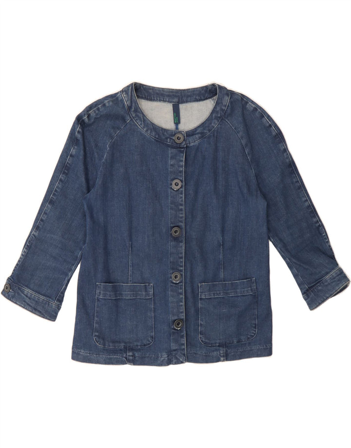 BENETTON Womens 5 Button Denim Blazer Jacket UK 14 Medium Blue Cotton Vintage Benetton and Second-Hand Benetton from Messina Hembry 