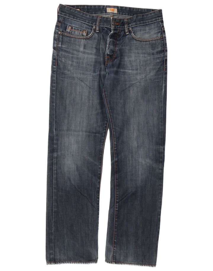Hugo Boss Straight Jeans til mænd W33 L32 blå bomuld